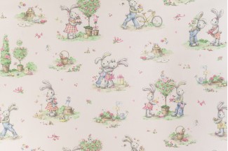 Обои розовые виниловые детские Артекс Зайки арт. 10490-03 Обои виниловые де