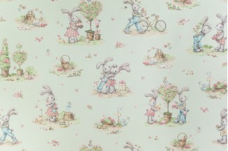 Обои зеленые виниловые детские Артекс Зайки арт. 10490-04 Обои виниловые де