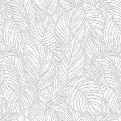 Обои белые листья на белом фоне Антураж винил Ricardo арт. 168542-21